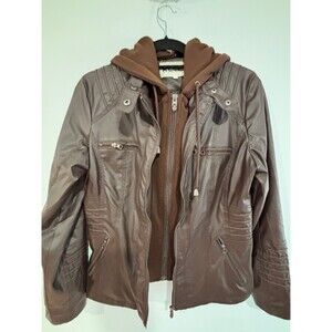 Faux leather M. Moto sweatshirt spring brown jacket